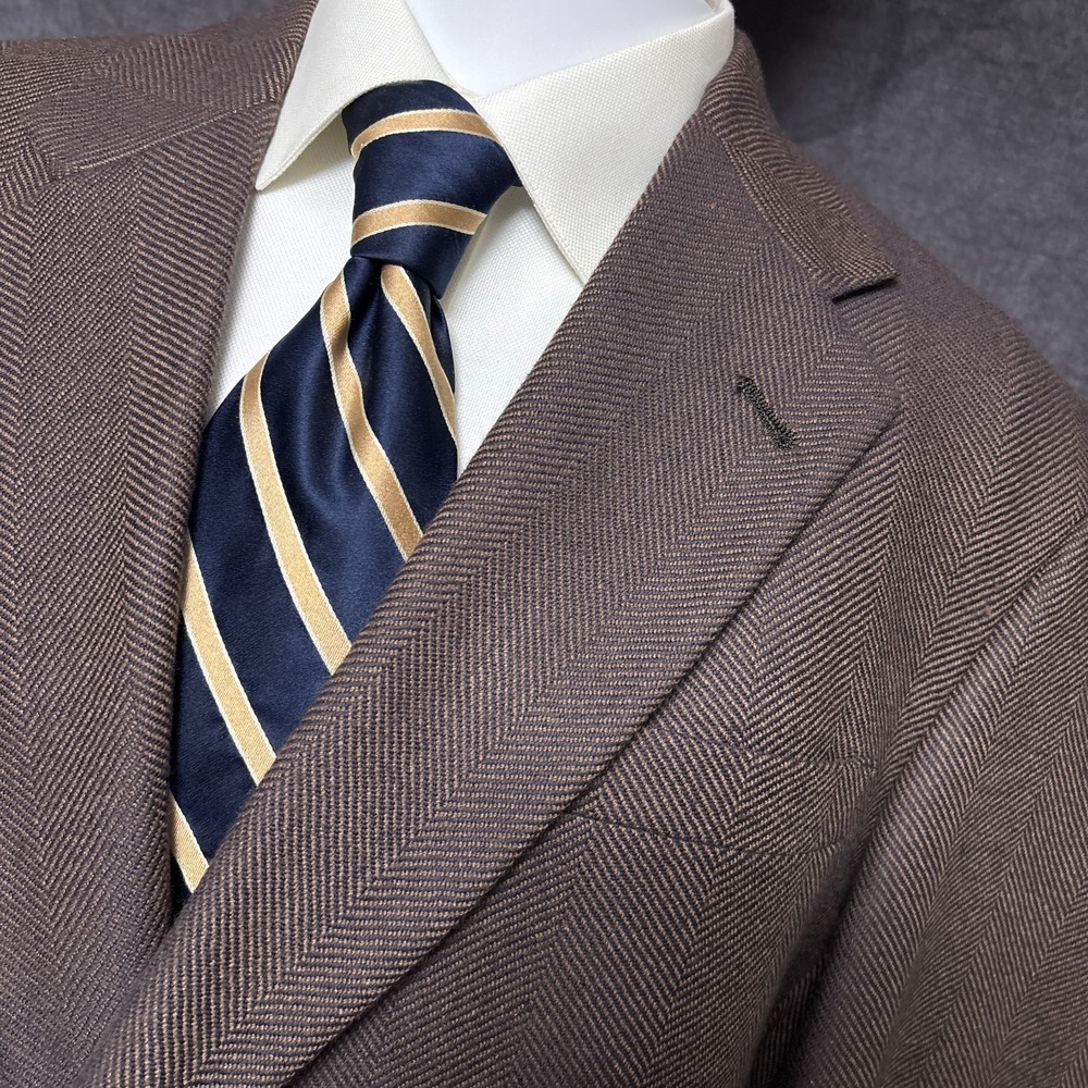 Vintage Tommy Hilfiger Sport Coat 40L Purple Tan Herringbone Wool Tweed USA